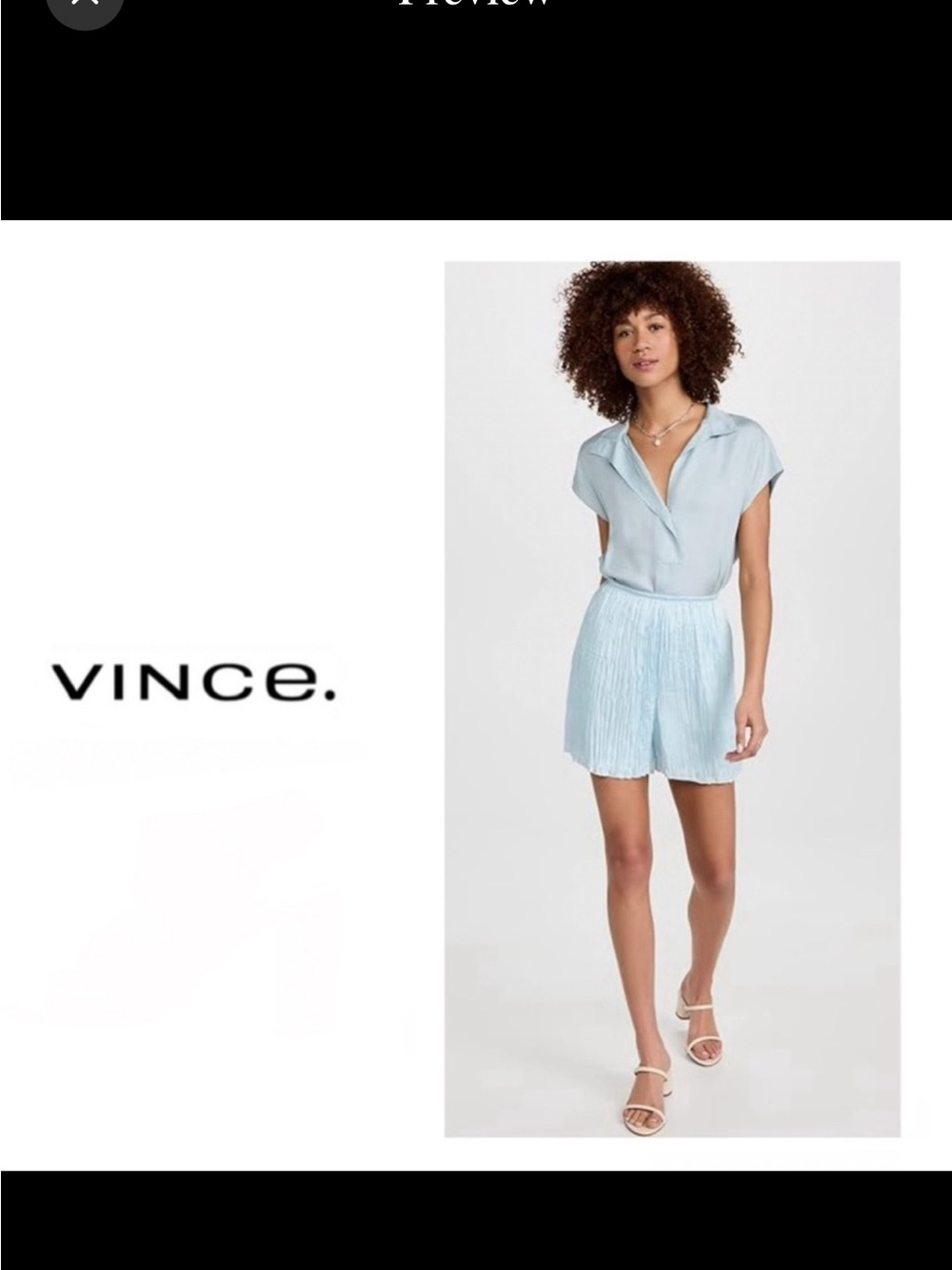 Vince Light Blue Pleated Shorts